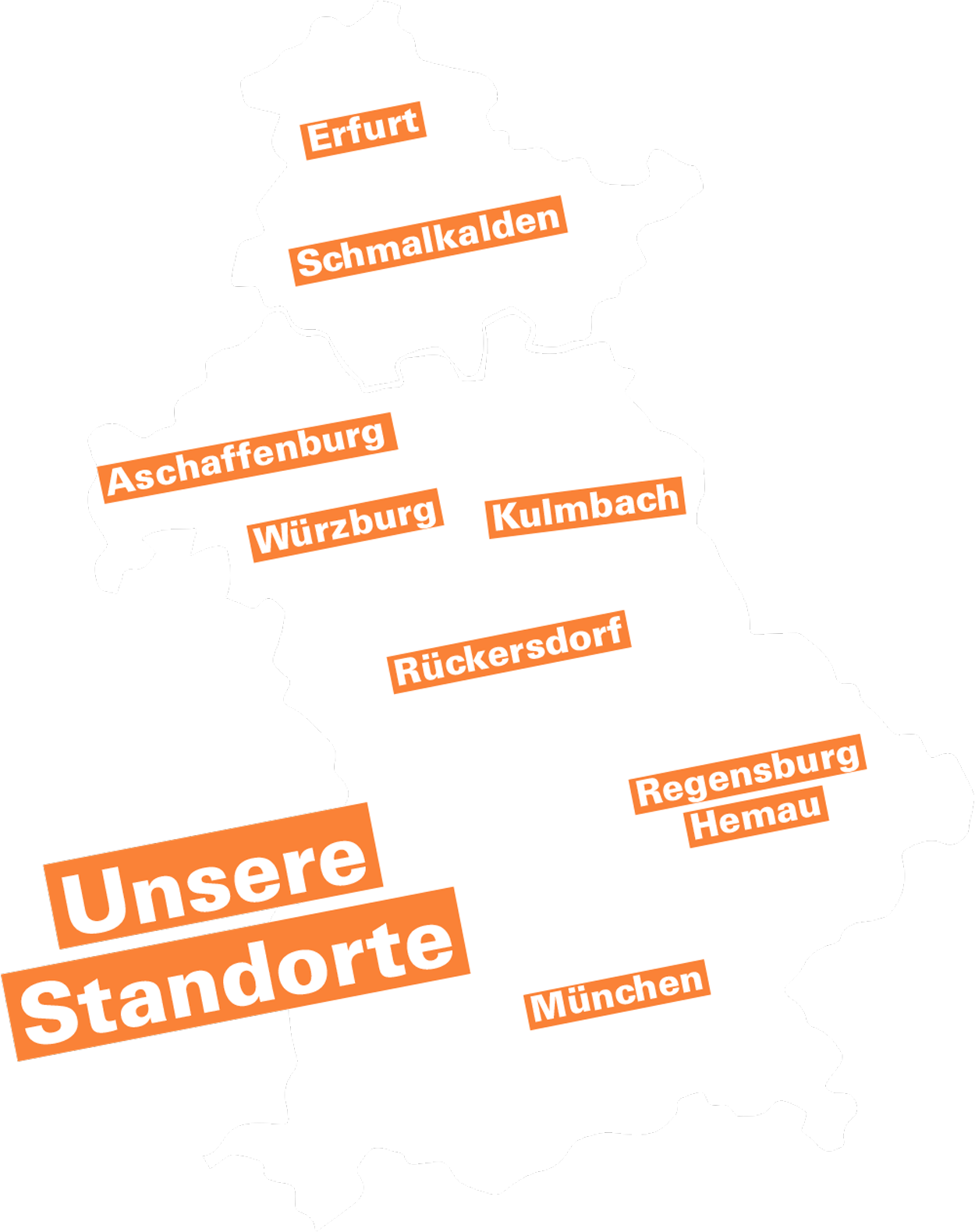 Karte mit den Standorten der Blindeninstitutsstiftung.