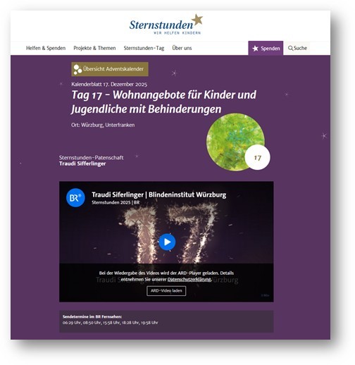 Screenshot von der Website Sternstunden
