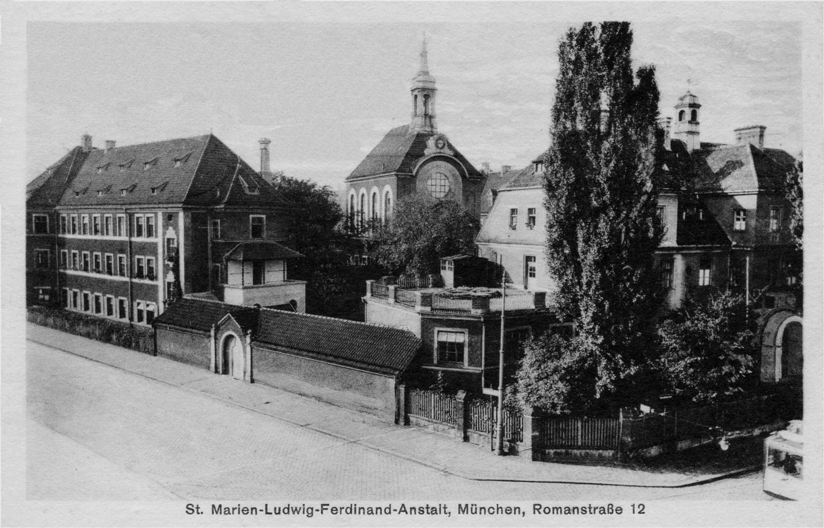 Auf dem Foto sieht man das Blindeninstitut München von der Romanstraße aus gesehen.