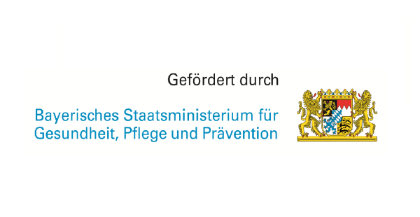 Logo: Gefördert durch Bayerisches Staatsministerium für Gesundheit, Pflege und Prävention.