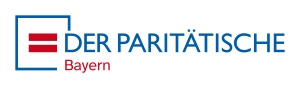 Logo: Links ist ein rotes Gleich-Zeichen in einem blau umrandeten Quadrat zu sehen. Rechts daneben steht: Der Paritätische Bayern