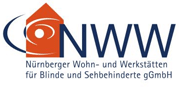 Logo mit einem orangenen Haus und den Buchstaben NWW. Darunter steht Nürnberger Wohn- und Werkstätten für Blinde und Sehbehinderte ggGmbH