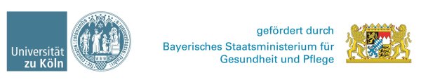 Das Bild zeigt das Logo der Universität zu Köln sowie das Logo des Bayerische Staatsministeriums für Gesundheit und Pflege.